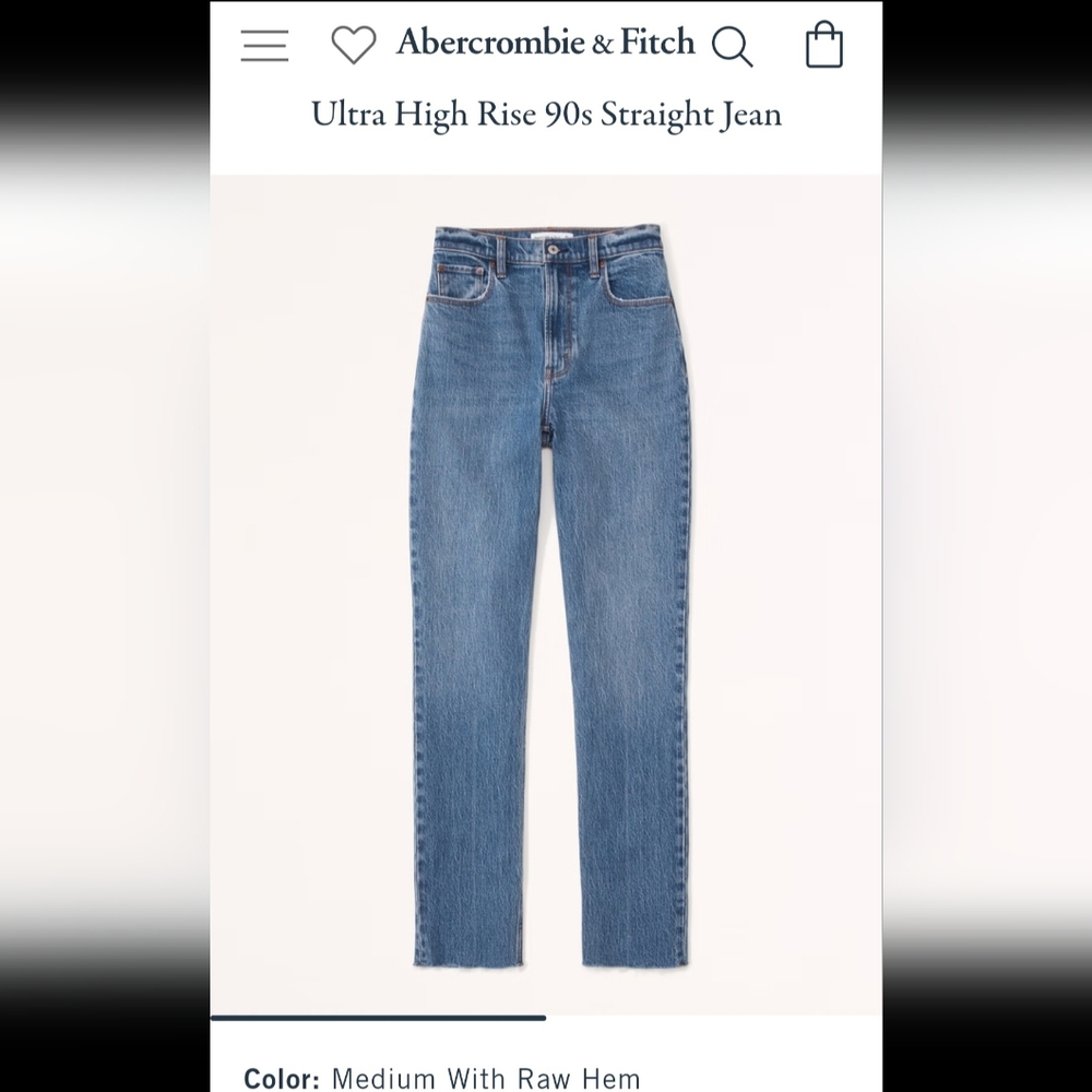 Abercrombie The 90s slim straight ultra high rise 29/8r